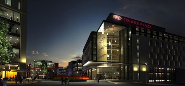 Stephenson Quarter project featuring impression of Crowne Plaza Hotel - courtesy of Silverlink Holdi